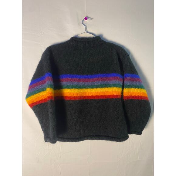 Avatar Rainbow Striped Black Crewneck Pullover Sweater Women's Small Wool Blend - Picture 1 of 2